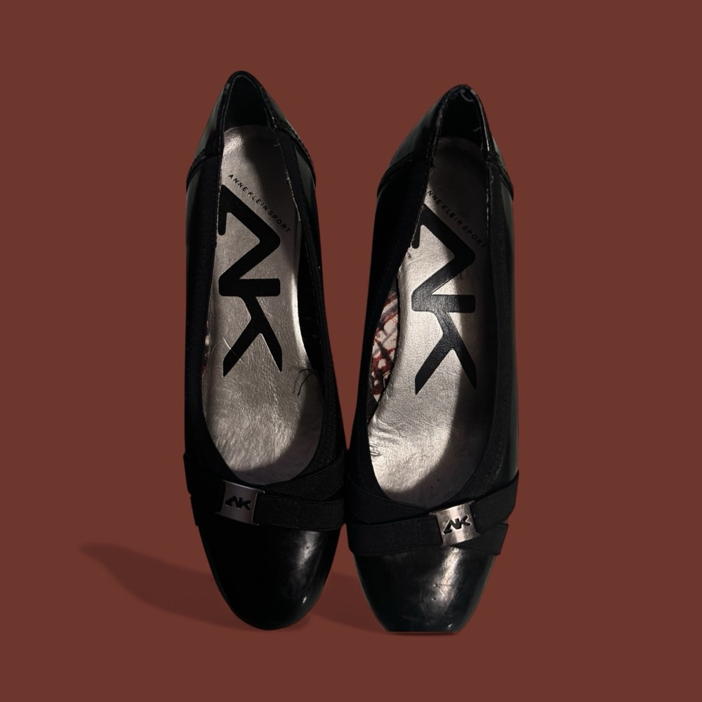 Anne Klein Black Flats with Silver Accents